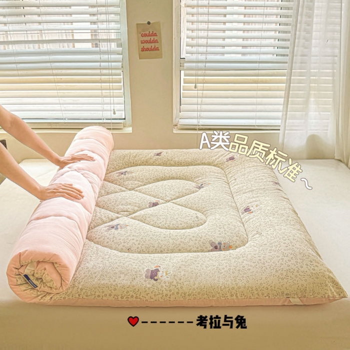 91家纺网 家纺一手货源 找家纺 （总）澜妃 2025新款云感皱皱纱双层纱软床垫单床褥床褥单品床护垫