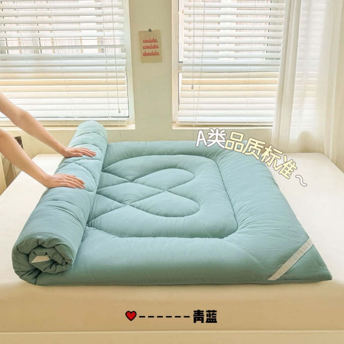 91家纺网 家纺一手货源 找家纺 （总）澜妃 2025新款云感皱皱纱双层纱软床垫单床褥床褥单品床护垫