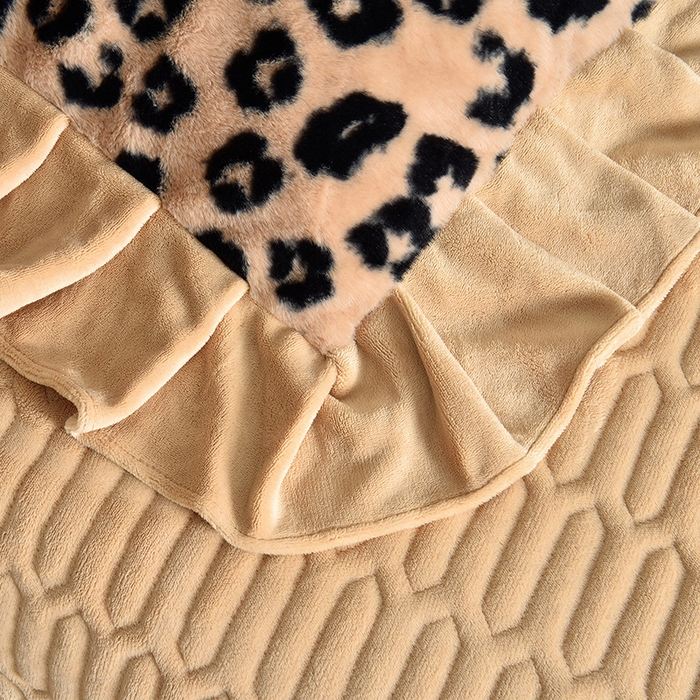 91家纺网 家纺一手货源 找家纺 茉保家纺 2025新款9.5斤秋冬保暖牛奶绒印花兔毛绒四件套 豹纹咖