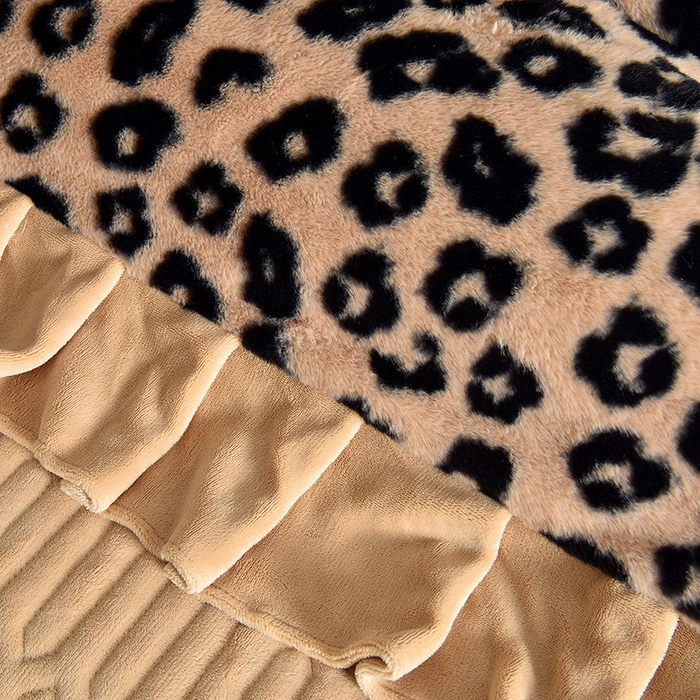 91家纺网 家纺一手货源 找家纺 茉保家纺 2025新款9.5斤秋冬保暖牛奶绒印花兔毛绒四件套 豹纹咖