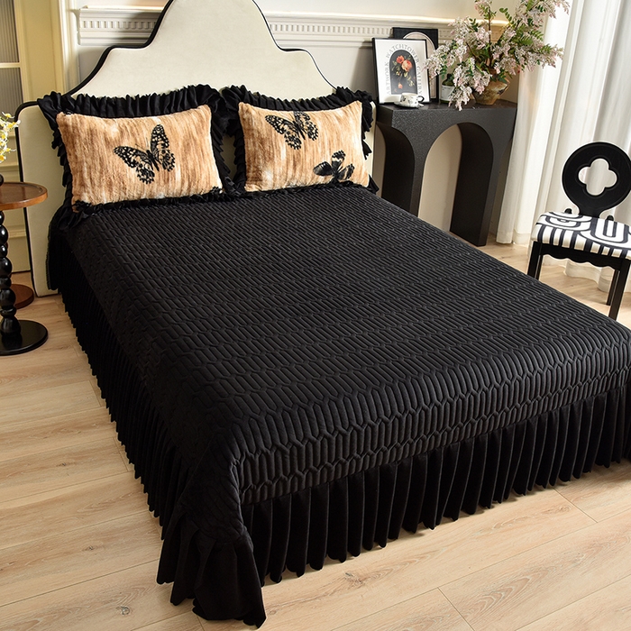 91家纺网 家纺一手货源 找家纺 茉保家纺 2025新款9.5斤秋冬保暖牛奶绒印花兔毛绒四件套 雅轻蝶