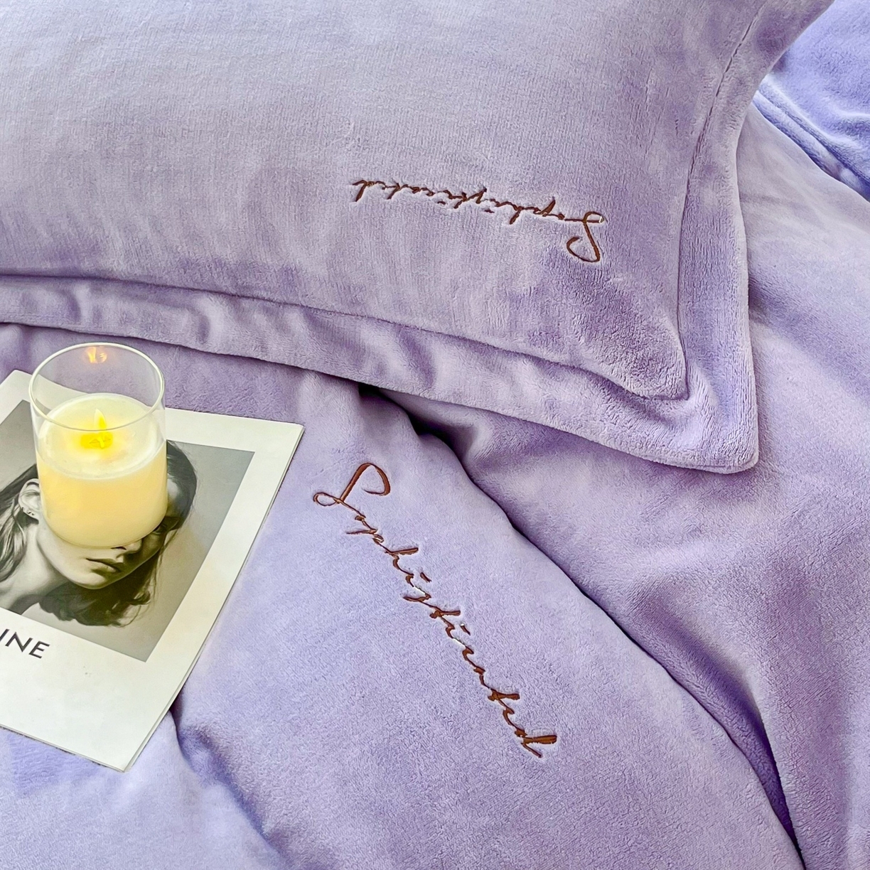 91家纺网 家纺一手货源 找家纺 （总）庭笙 2025新款加厚牛奶绒8斤/9斤纯色蓄热保暖四件套-米莱