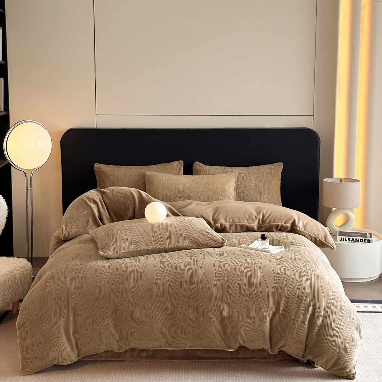 91家纺网 家纺一手货源 找家纺 小叮当家纺仓储工厂店 2025新款AB版烂花牛奶绒四件套 烂花-深咖