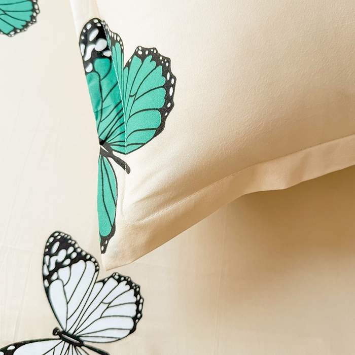 91家纺网 家纺一手货源 找家纺 亿佳人 芦荟棉枕套磨毛化纤枕套48*74cm 蝶舞飞扬