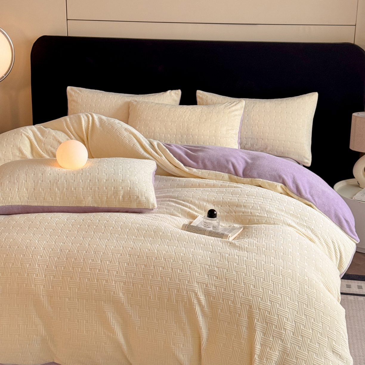 91家纺网 家纺一手货源 找家纺 小叮当家纺仓储工厂店 2025新款AB版烂花牛奶绒四件套 烂花-黄紫