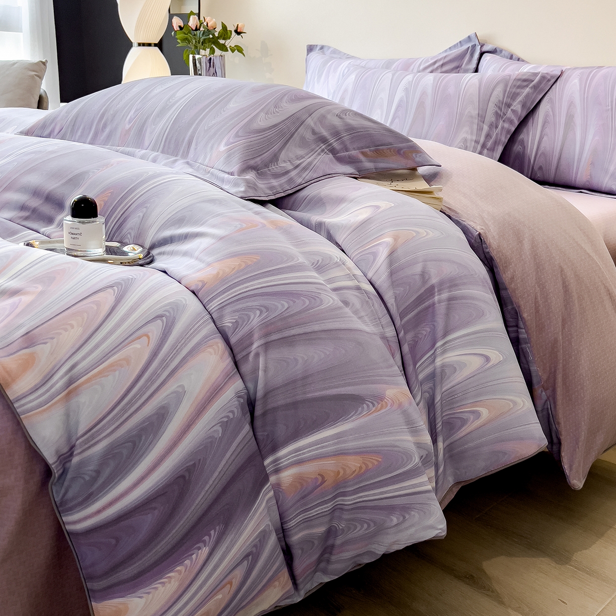 91家纺网 家纺一手货源 找家纺 （总）芃成家纺 2025新款A类加厚天丝棉磨毛花卉四件套