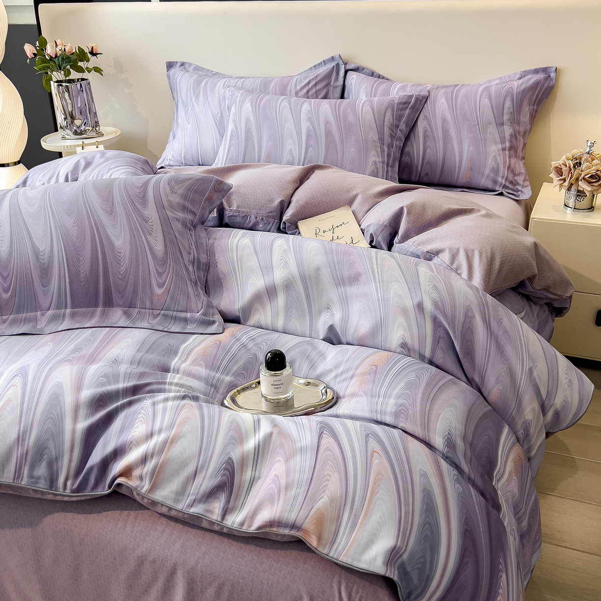 91家纺网 家纺一手货源 找家纺 （总）芃成家纺 2025新款A类加厚天丝棉磨毛花卉四件套