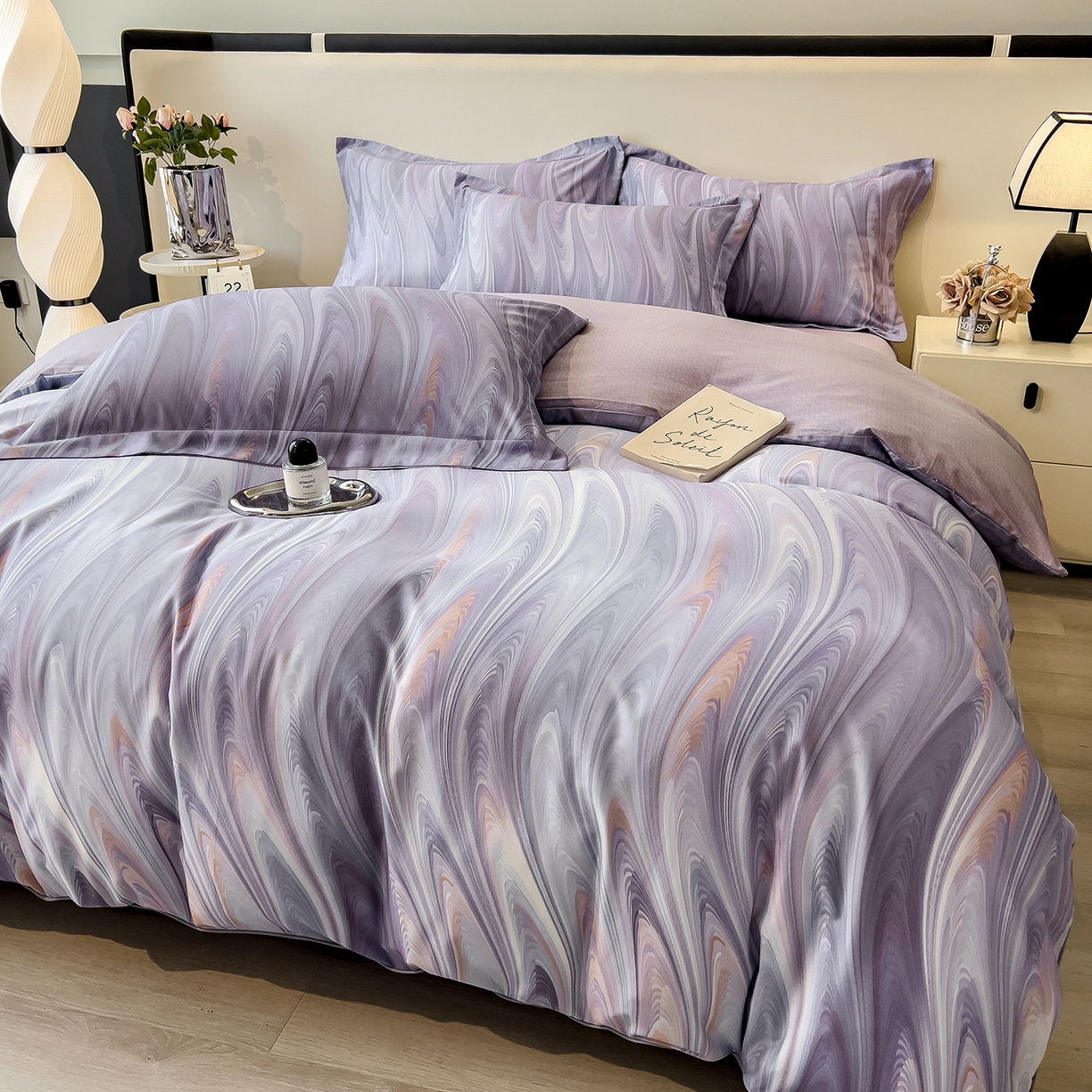 91家纺网 家纺一手货源 找家纺 （总）芃成家纺 2025新款A类加厚天丝棉磨毛花卉四件套