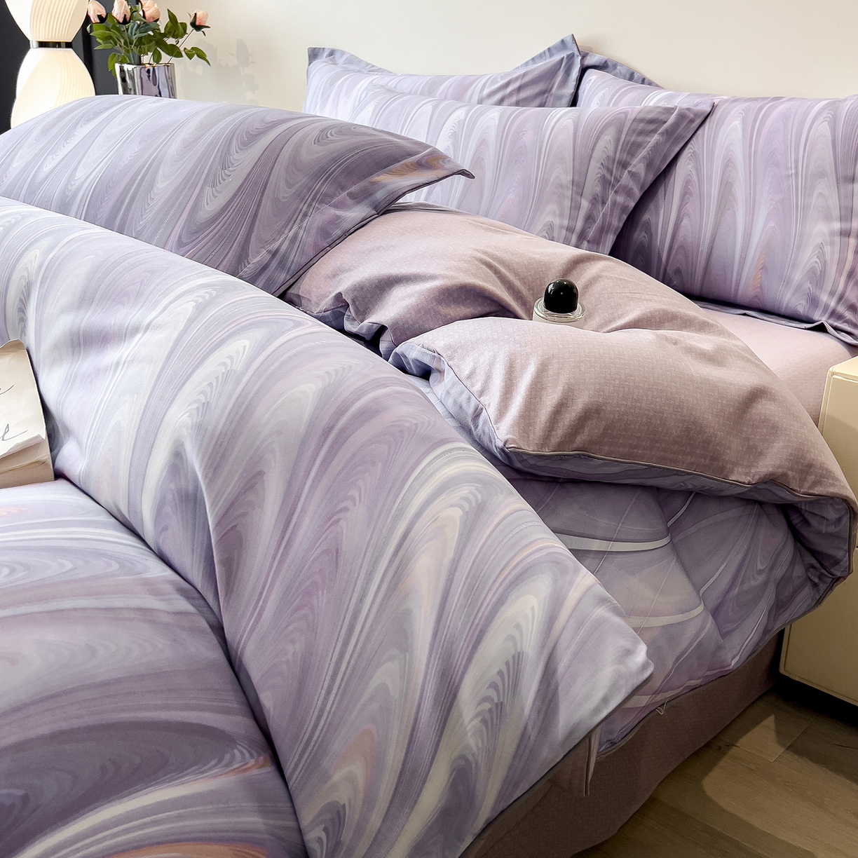 91家纺网 家纺一手货源 找家纺 （总）芃成家纺 2025新款A类加厚天丝棉磨毛花卉四件套