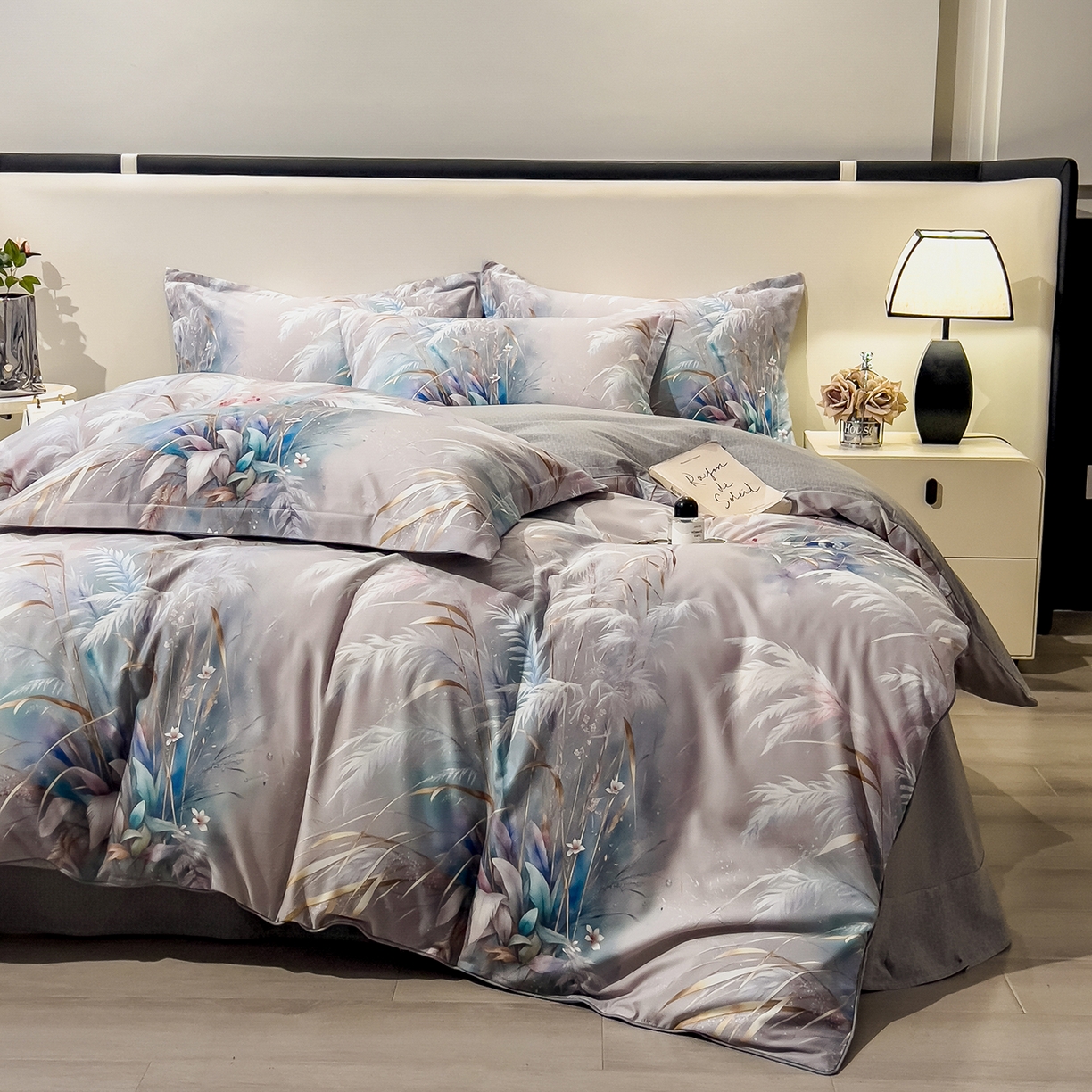 91家纺网 家纺一手货源 找家纺 芃成家纺 2025新款A类加厚天丝棉磨毛花卉四件套 落英缤纷