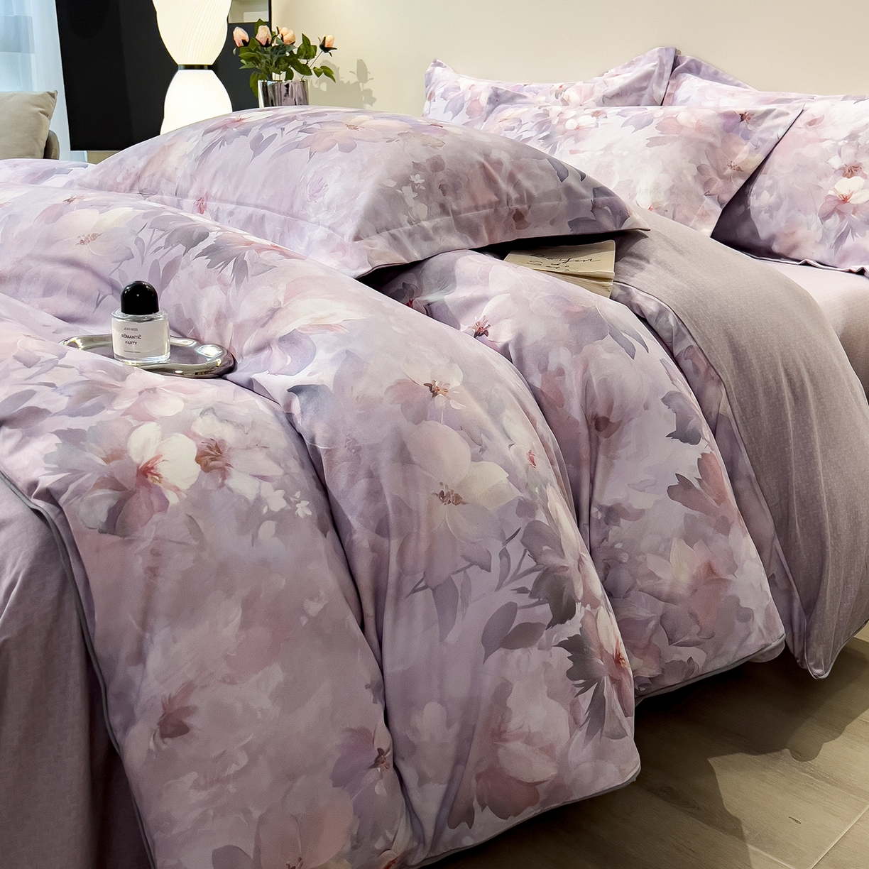 91家纺网 家纺一手货源 找家纺 芃成家纺 2025新款A类加厚天丝棉磨毛花卉四件套 锦绣芳华