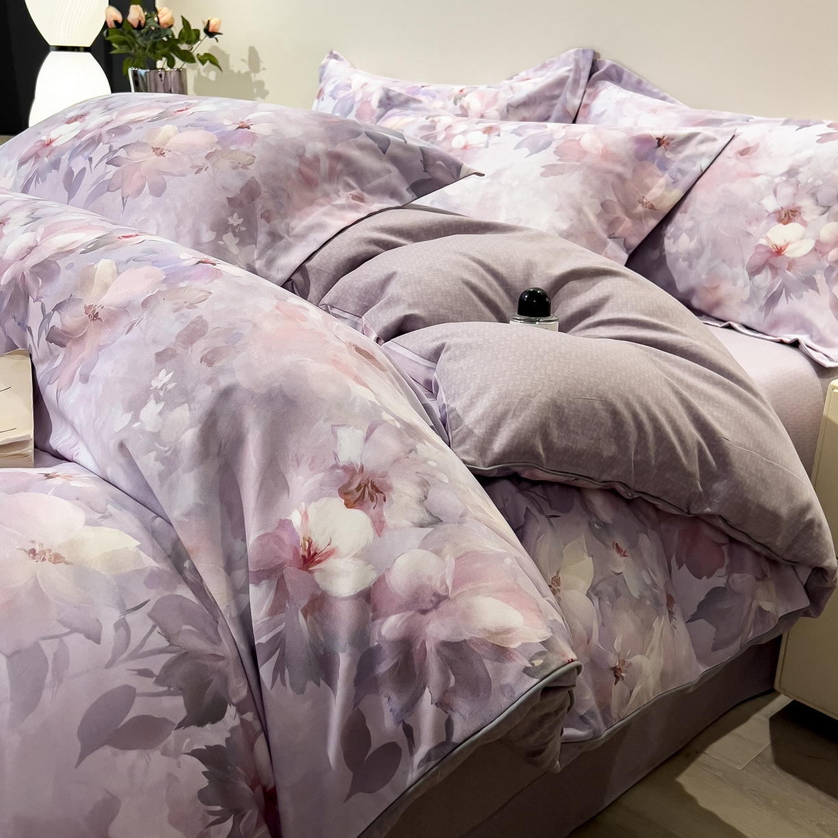 91家纺网 家纺一手货源 找家纺 芃成家纺 2025新款A类加厚天丝棉磨毛花卉四件套 锦绣芳华