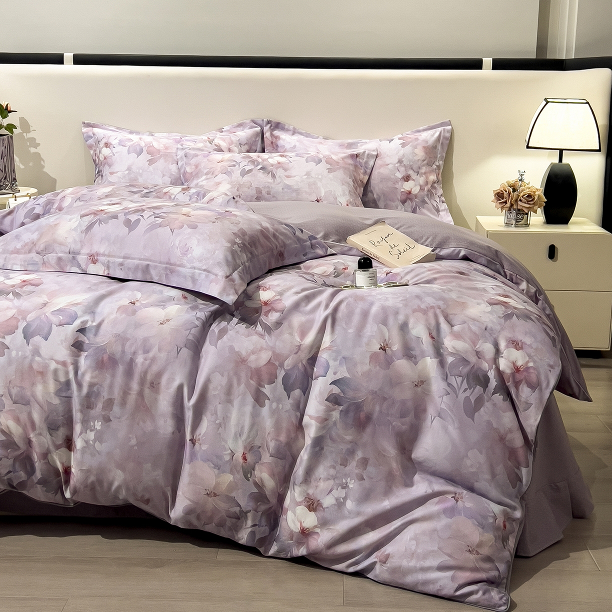 91家纺网 家纺一手货源 找家纺 芃成家纺 2025新款A类加厚天丝棉磨毛花卉四件套 锦绣芳华