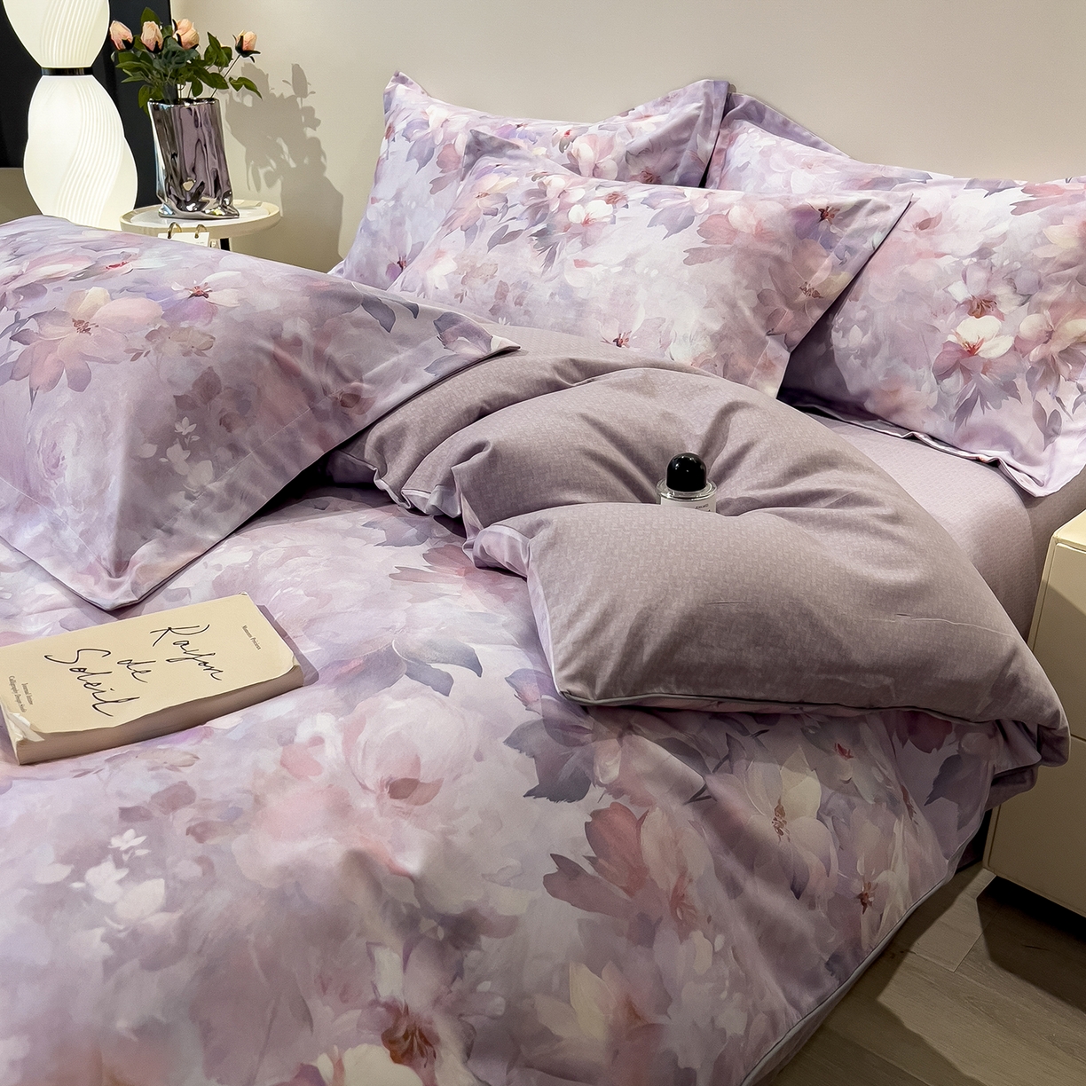 91家纺网 家纺一手货源 找家纺 芃成家纺 2025新款A类加厚天丝棉磨毛花卉四件套 锦绣芳华