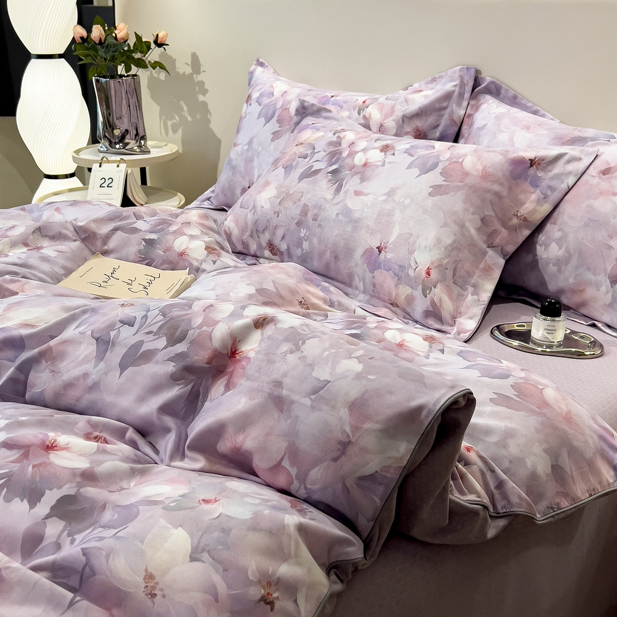 91家纺网 家纺一手货源 找家纺 芃成家纺 2025新款A类加厚天丝棉磨毛花卉四件套 锦绣芳华