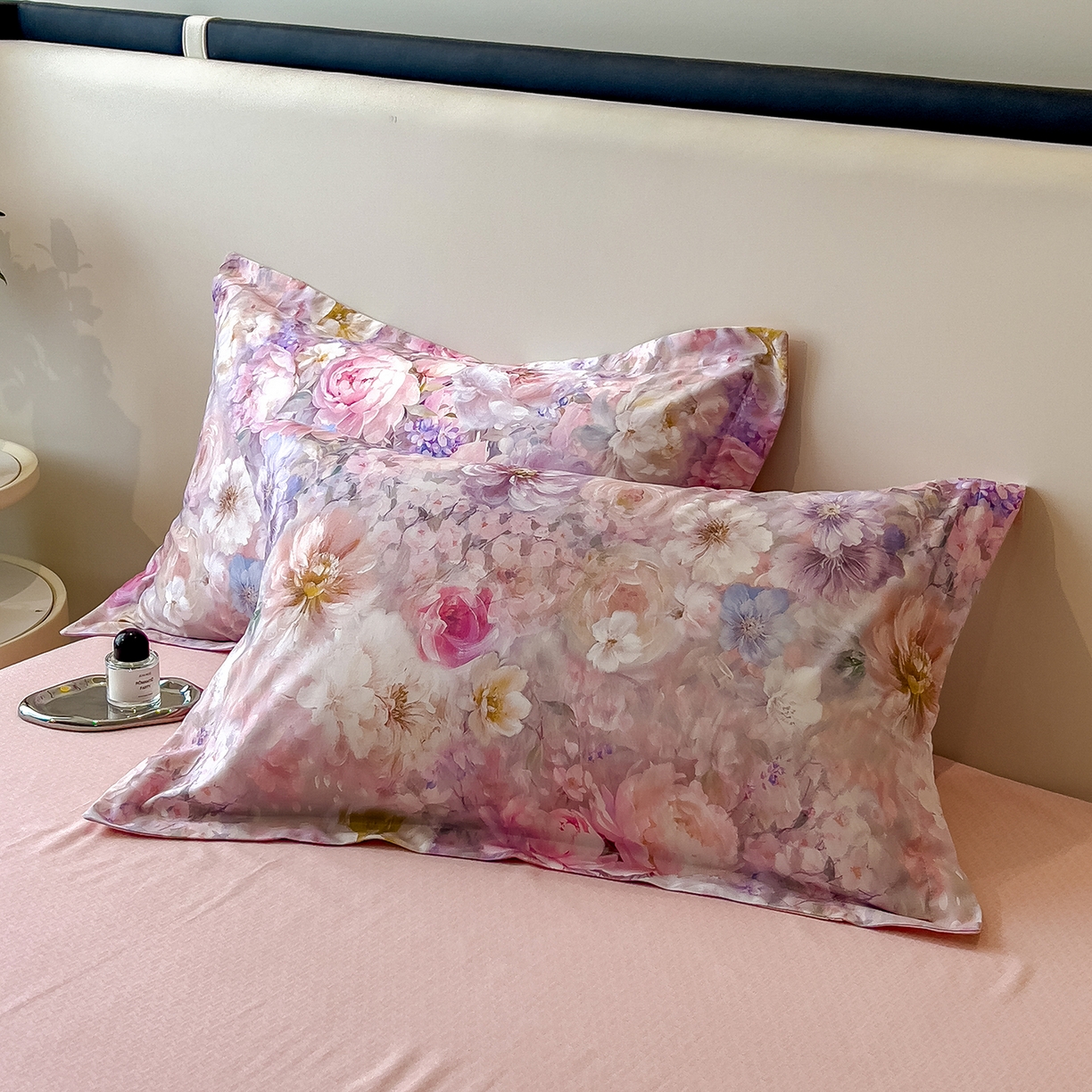 91家纺网 家纺一手货源 找家纺 芃成家纺 2025新款A类加厚天丝棉磨毛花卉四件套 幸福繁花-粉