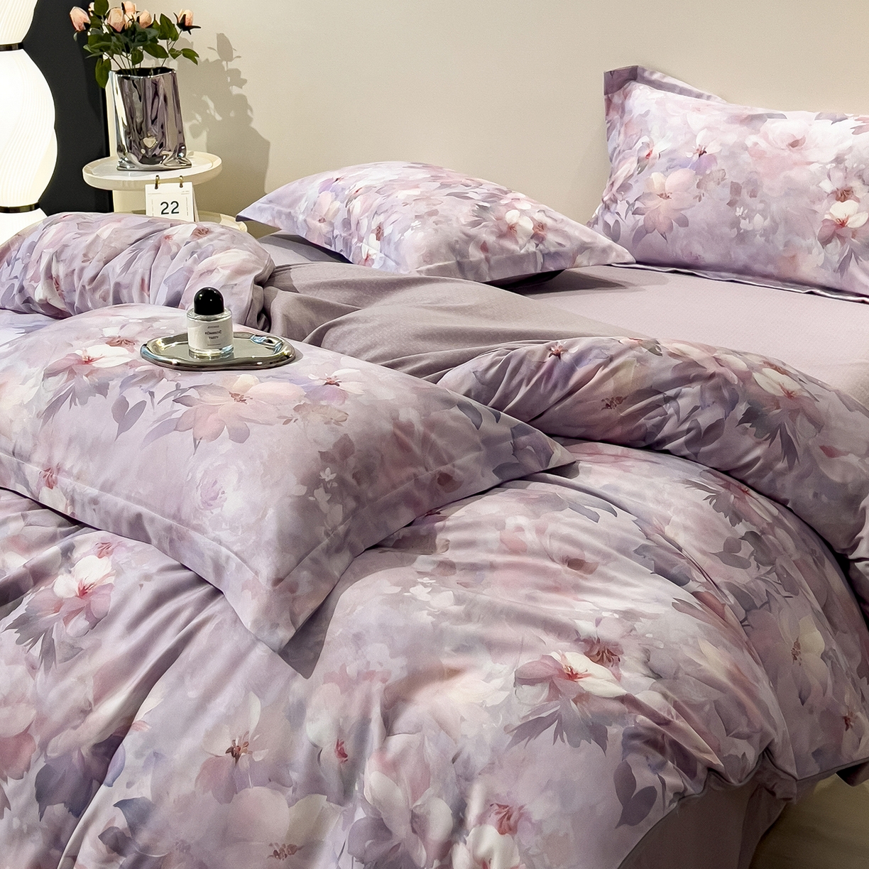 91家纺网 家纺一手货源 找家纺 芃成家纺 2025新款A类加厚天丝棉磨毛花卉四件套 锦绣芳华