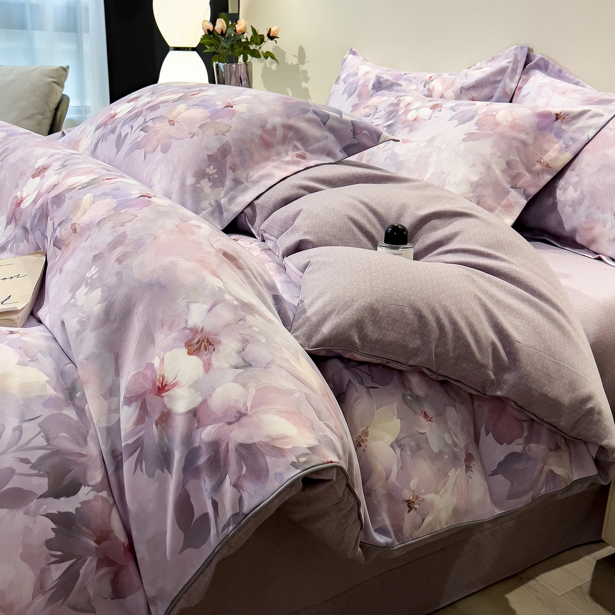 91家纺网 家纺一手货源 找家纺 芃成家纺 2025新款A类加厚天丝棉磨毛花卉四件套 锦绣芳华