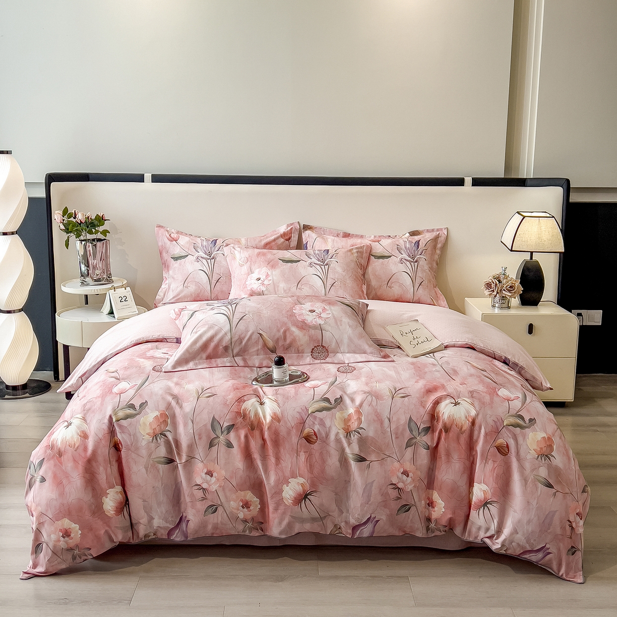 91家纺网 家纺一手货源 找家纺 芃成家纺 2025新款A类加厚天丝棉磨毛花卉四件套 心语花香