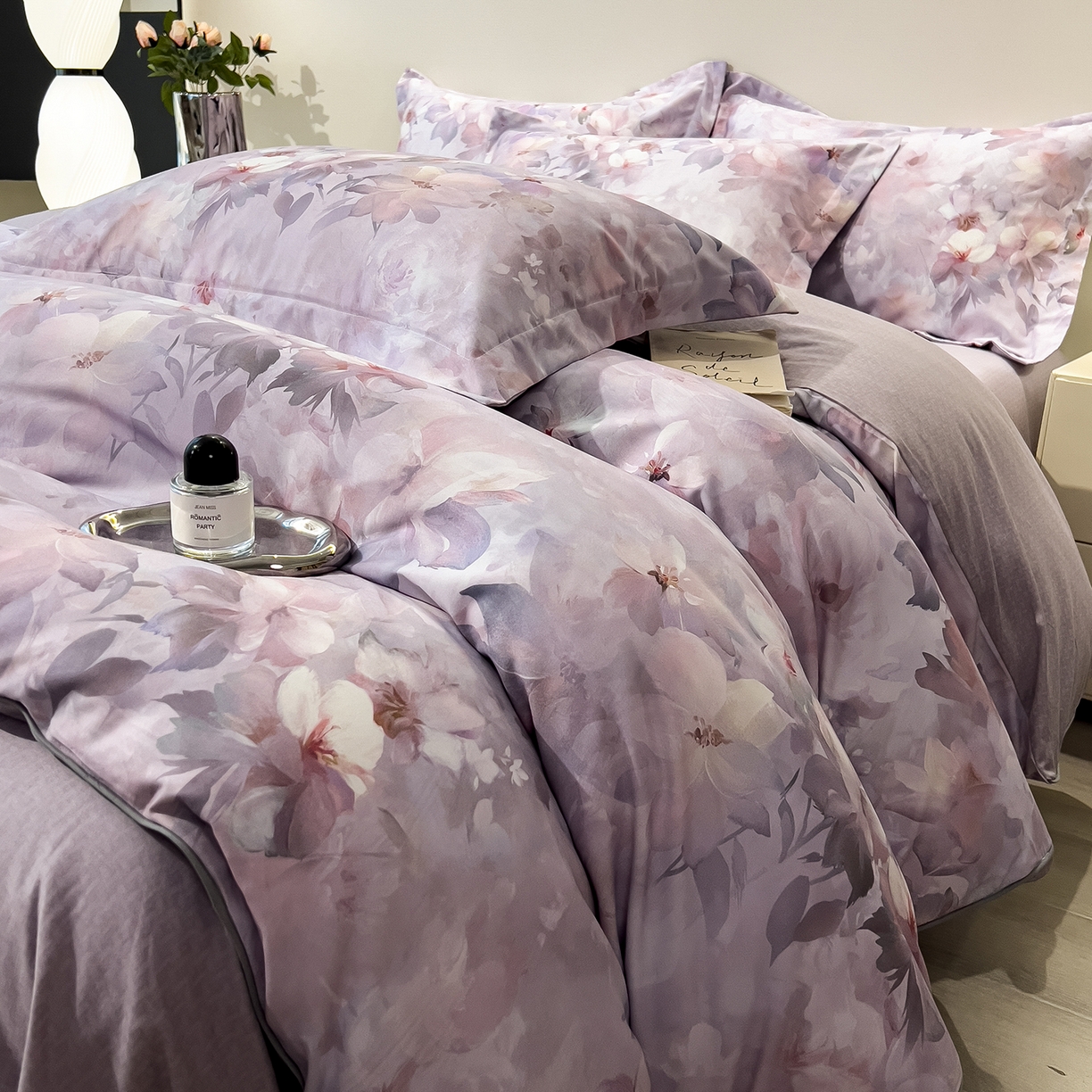 91家纺网 家纺一手货源 找家纺 芃成家纺 2025新款A类加厚天丝棉磨毛花卉四件套 锦绣芳华