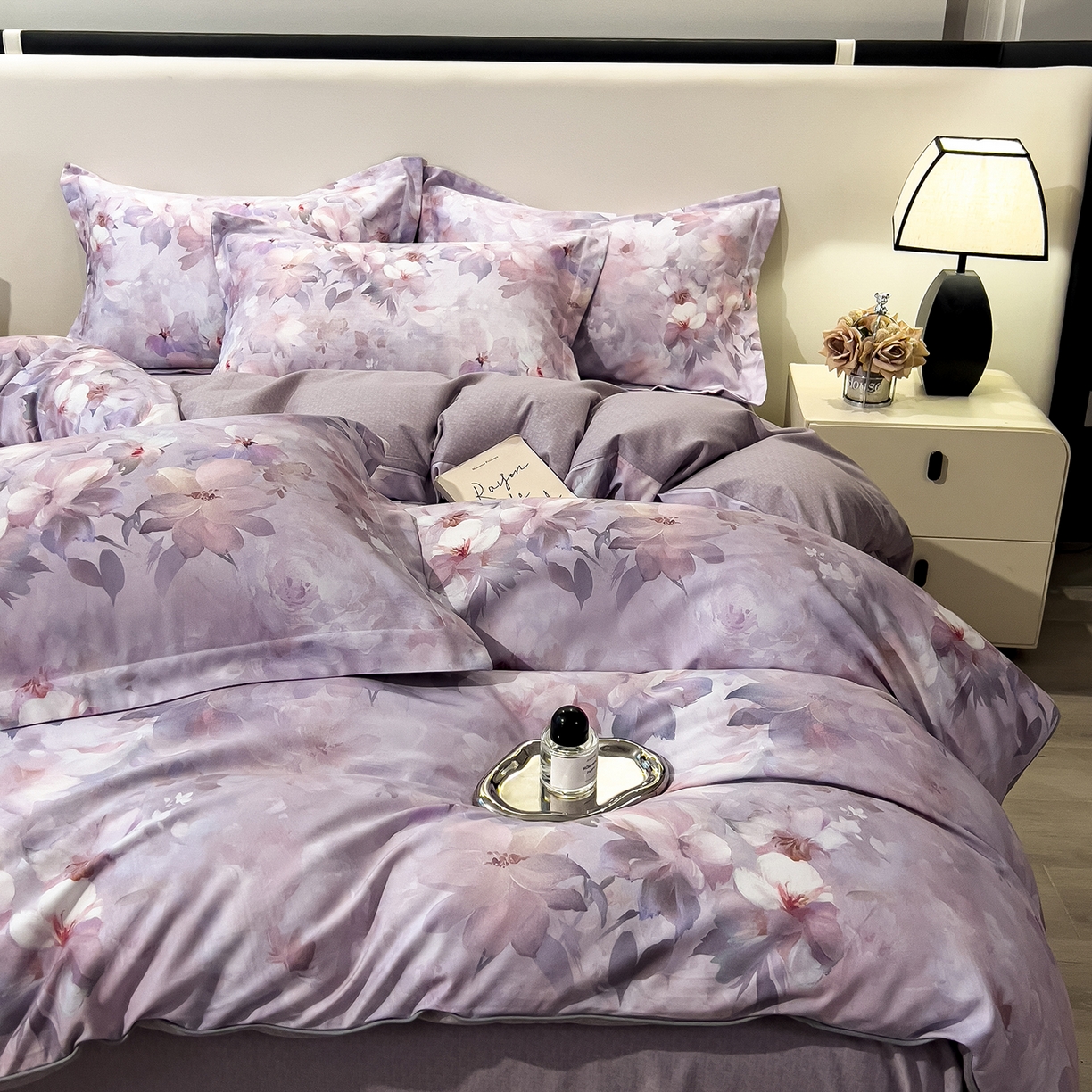 91家纺网 家纺一手货源 找家纺 芃成家纺 2025新款A类加厚天丝棉磨毛花卉四件套 锦绣芳华