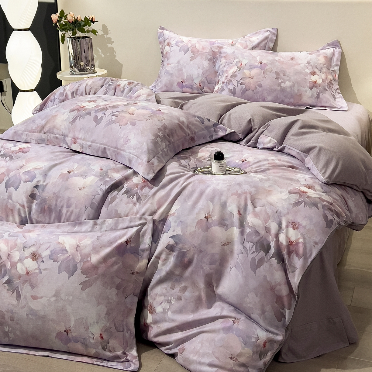 91家纺网 家纺一手货源 找家纺 芃成家纺 2025新款A类加厚天丝棉磨毛花卉四件套 锦绣芳华