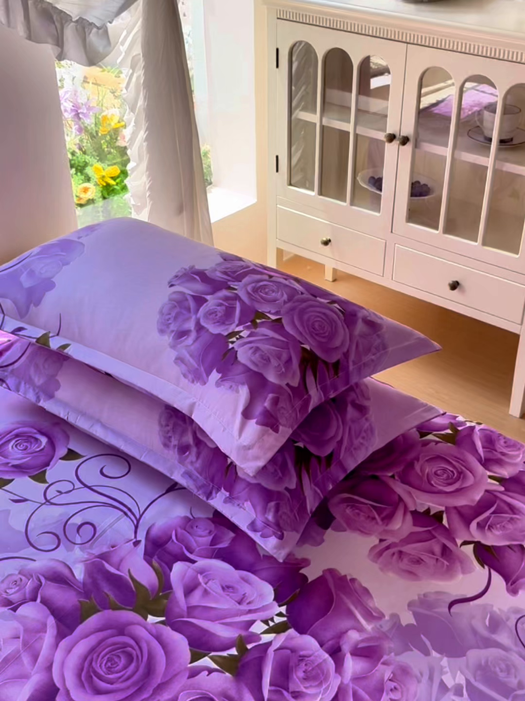 91家纺网 家纺一手货源 找家纺 亿佳人 芦荟棉枕套磨毛化纤枕套48*74cm 紫气东来