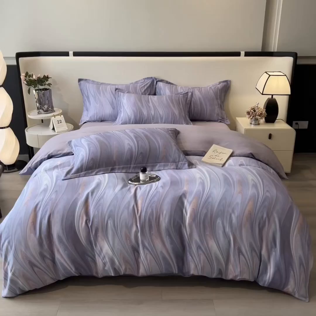 91家纺网 家纺一手货源 找家纺 （总）芃成家纺 2025新款A类加厚天丝棉磨毛花卉四件套