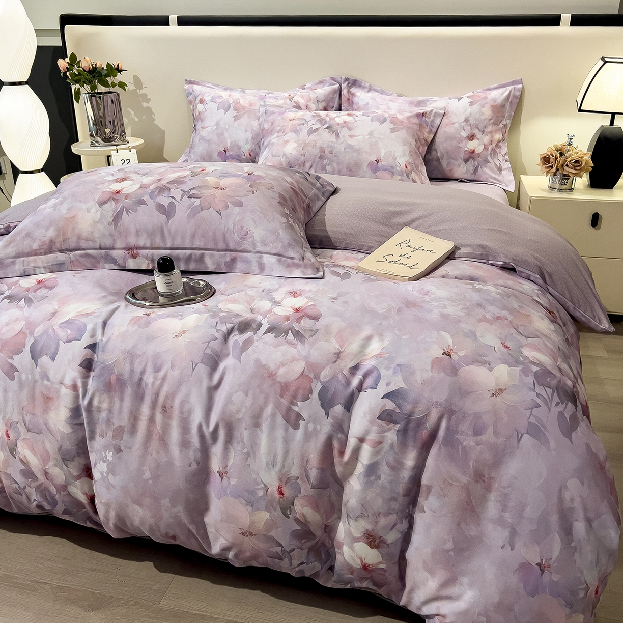 91家纺网 家纺一手货源 找家纺 芃成家纺 2025新款A类加厚天丝棉磨毛花卉四件套 锦绣芳华