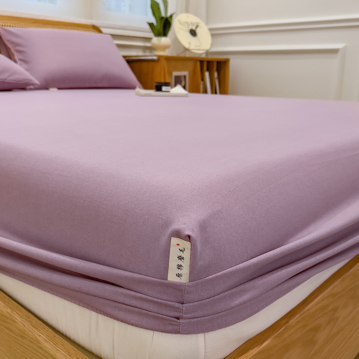 91家纺网 家纺一手货源 找家纺 芃成家纺 2025新款原棉生态磨毛单床笠 香芋紫