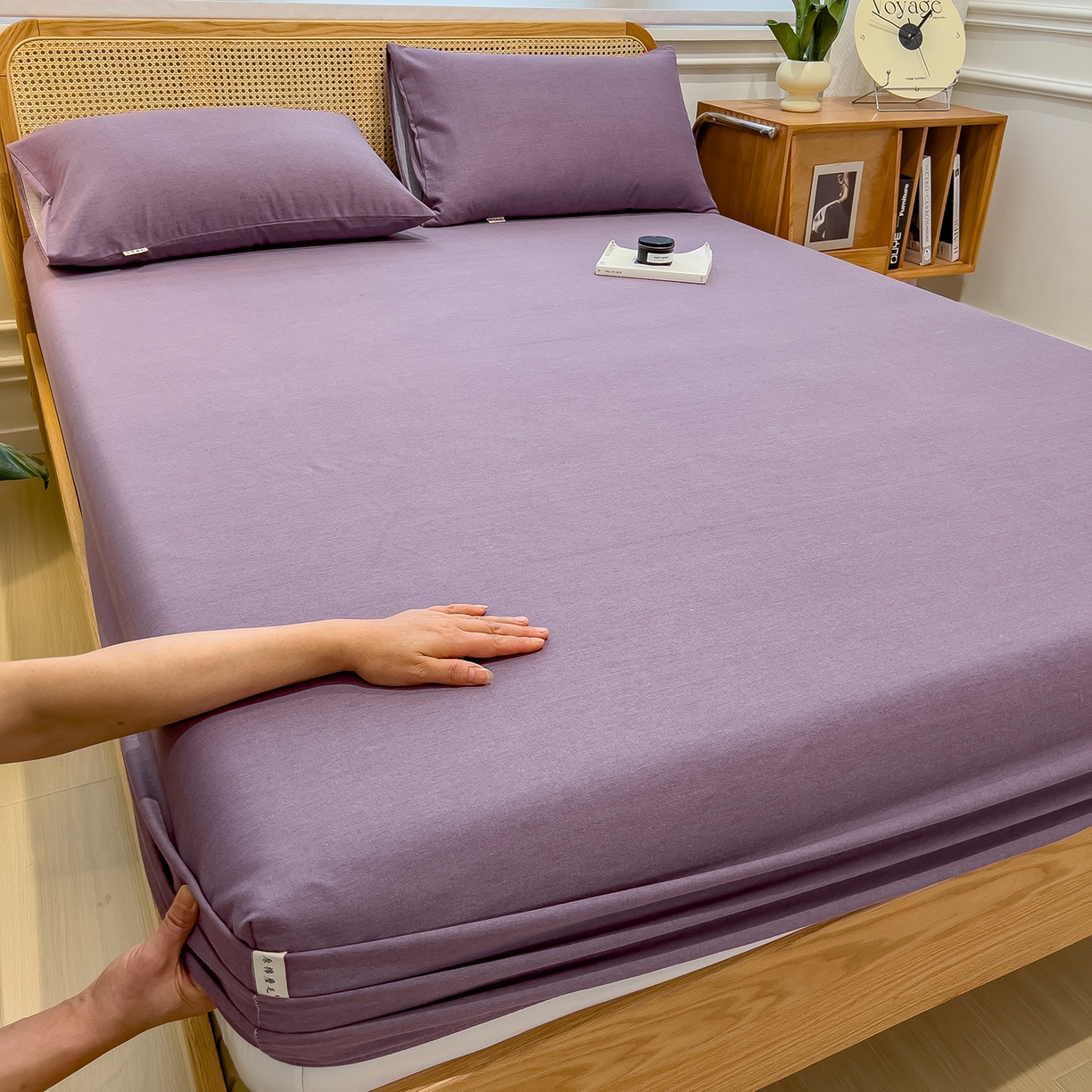 91家纺网 家纺一手货源 找家纺 芃成家纺 2025新款原棉生态磨毛单床笠 罗兰紫