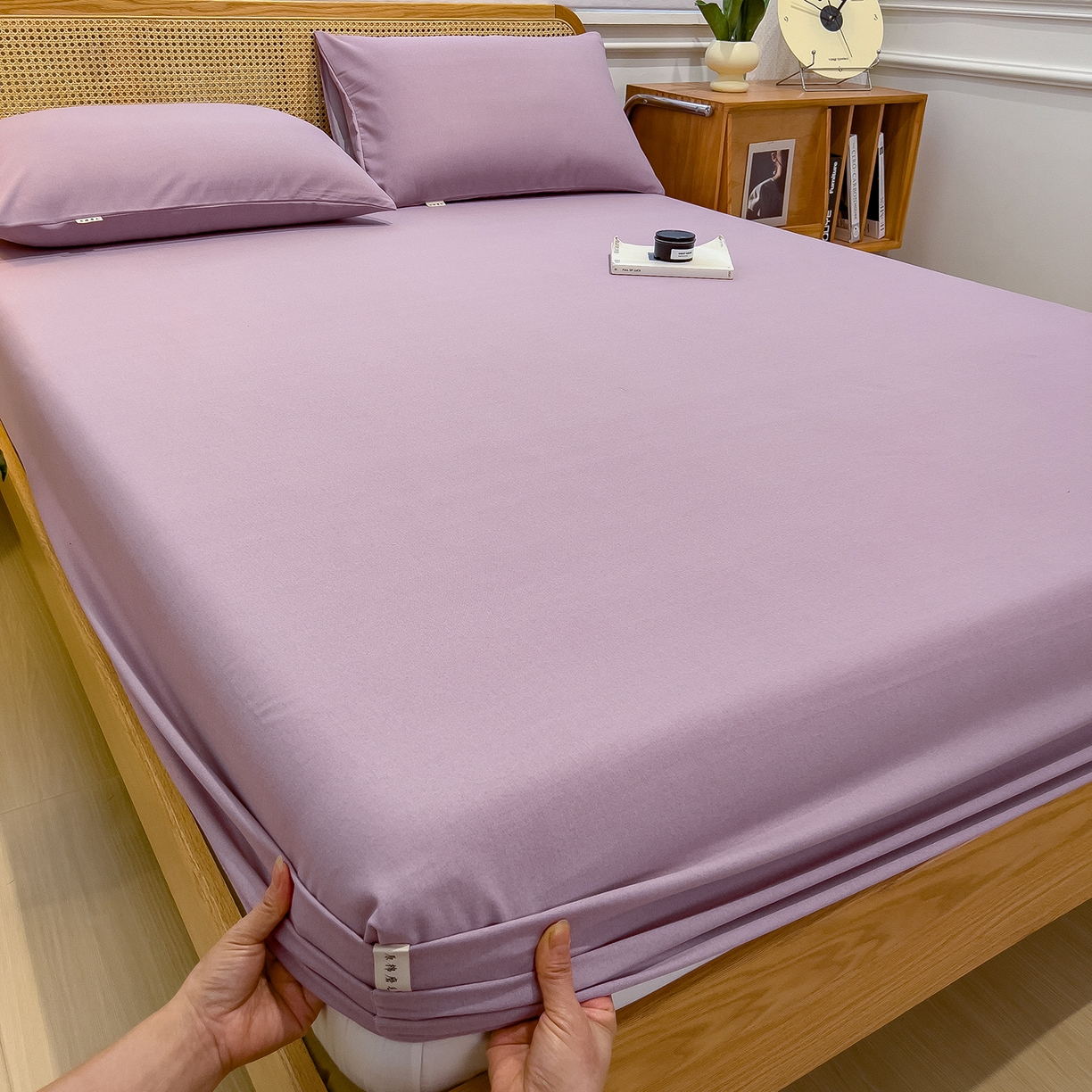 91家纺网 家纺一手货源 找家纺 芃成家纺 2025新款原棉生态磨毛单床笠 香芋紫