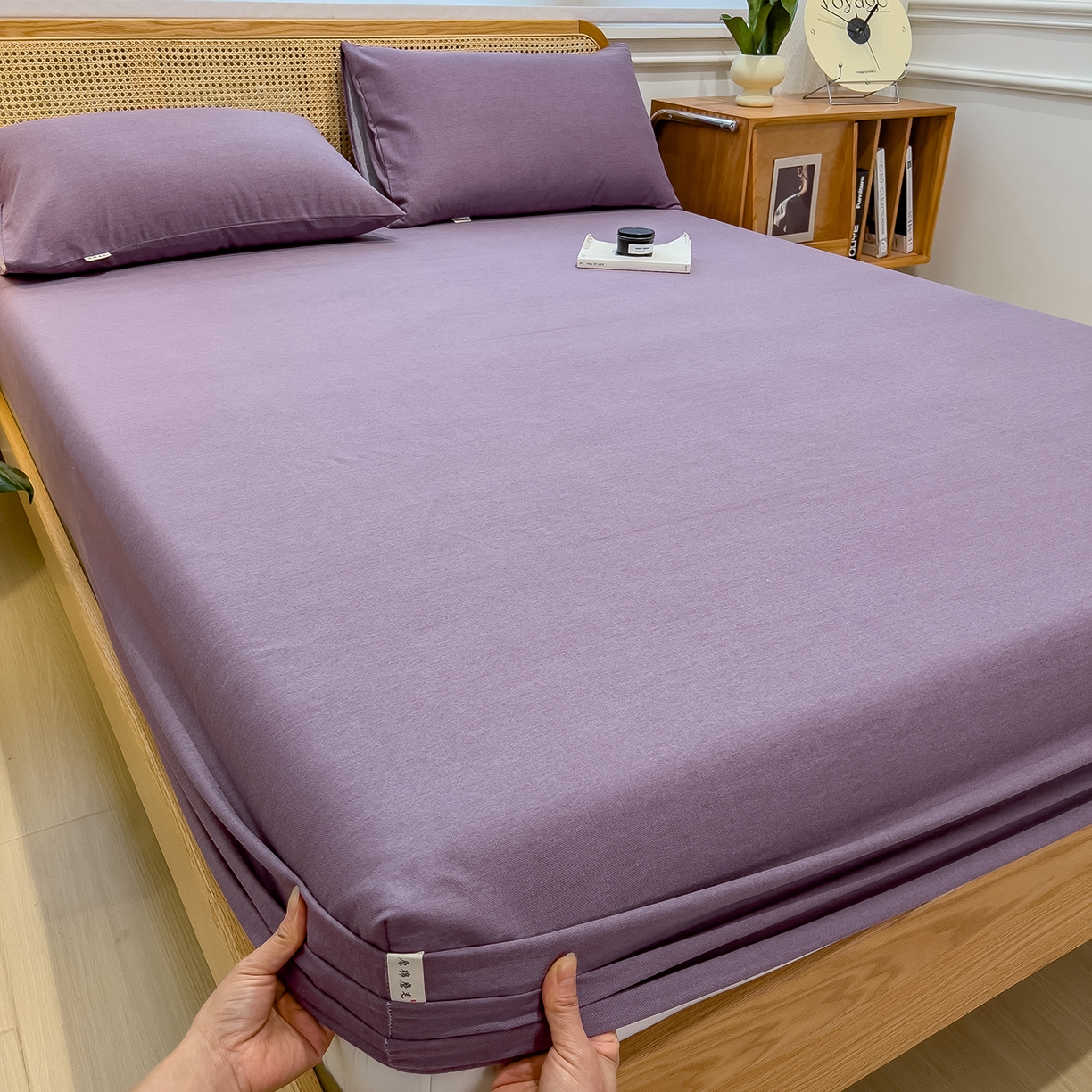 91家纺网 家纺一手货源 找家纺 芃成家纺 2025新款原棉生态磨毛单床笠 罗兰紫