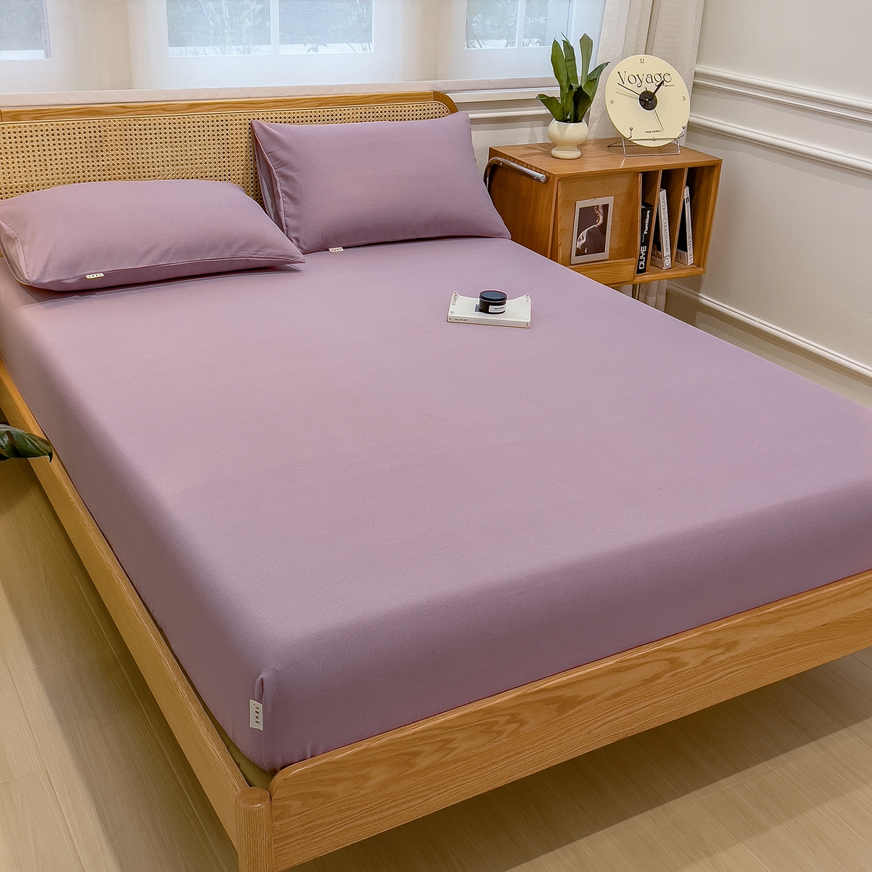 91家纺网 家纺一手货源 找家纺 芃成家纺 2025新款原棉生态磨毛单床笠 香芋紫