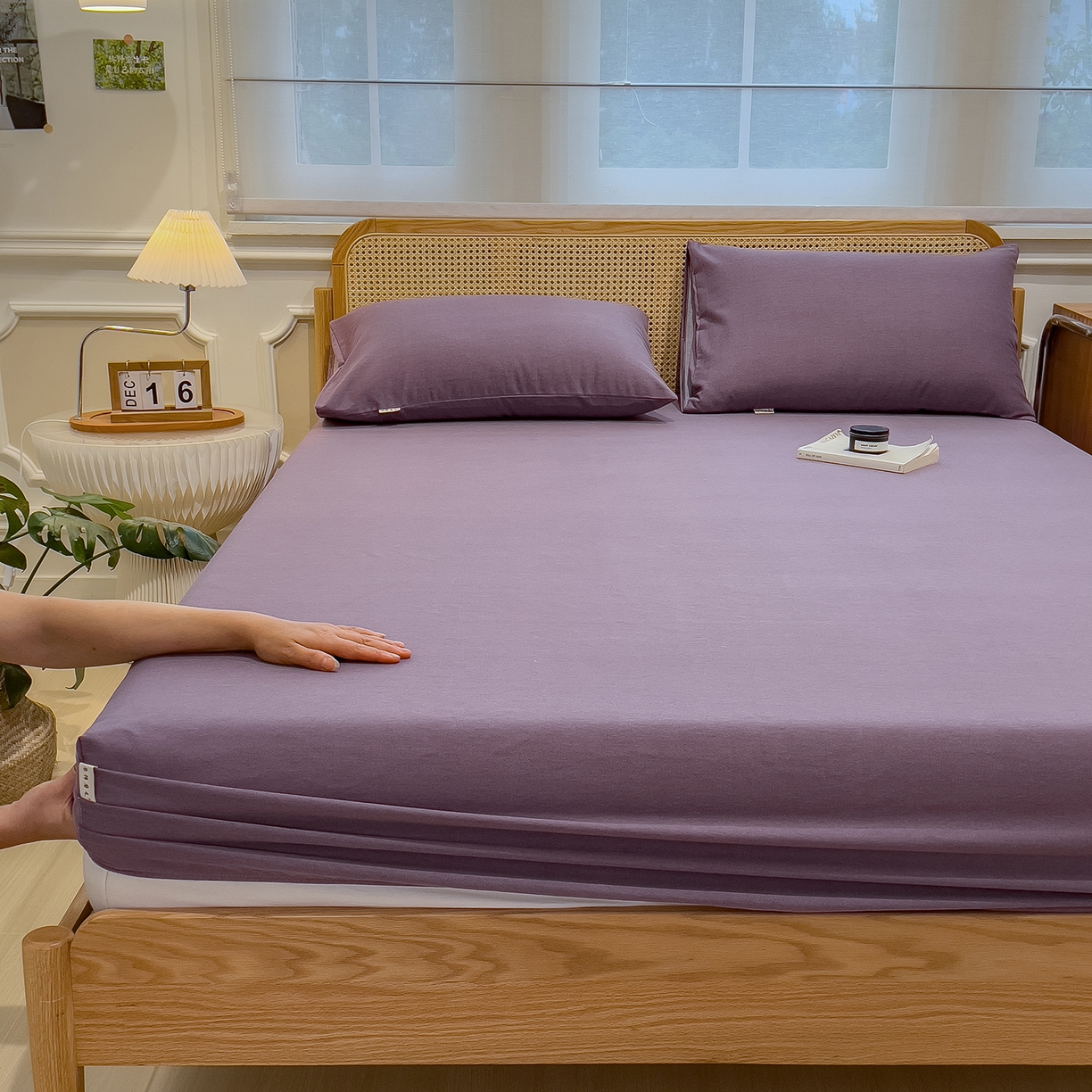 91家纺网 家纺一手货源 找家纺 芃成家纺 2025新款原棉生态磨毛单床笠 罗兰紫