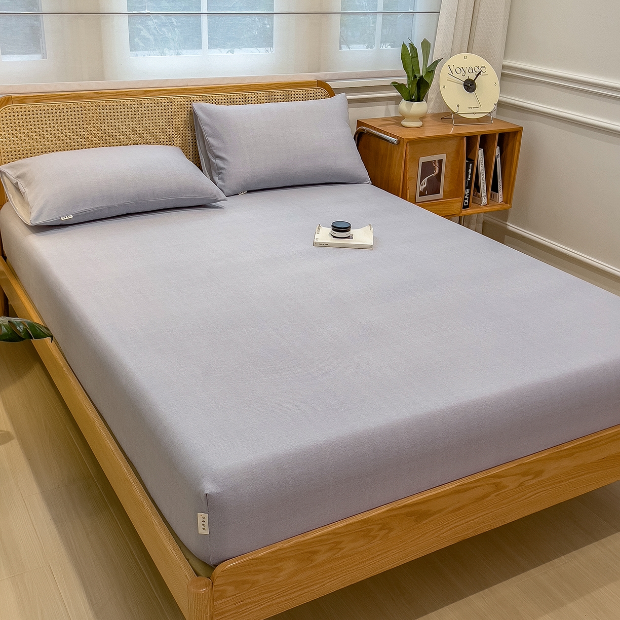 91家纺网 家纺一手货源 找家纺 芃成家纺 2025新款原棉生态磨毛单床笠 浅灰