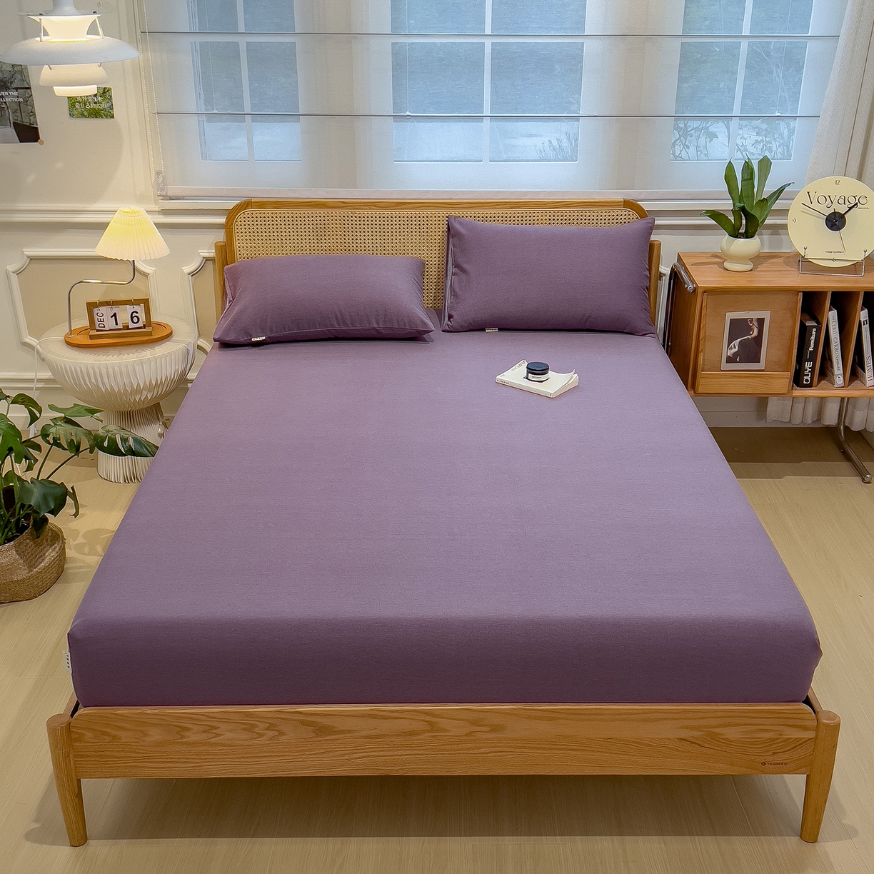 91家纺网 家纺一手货源 找家纺 芃成家纺 2025新款原棉生态磨毛单床笠 罗兰紫