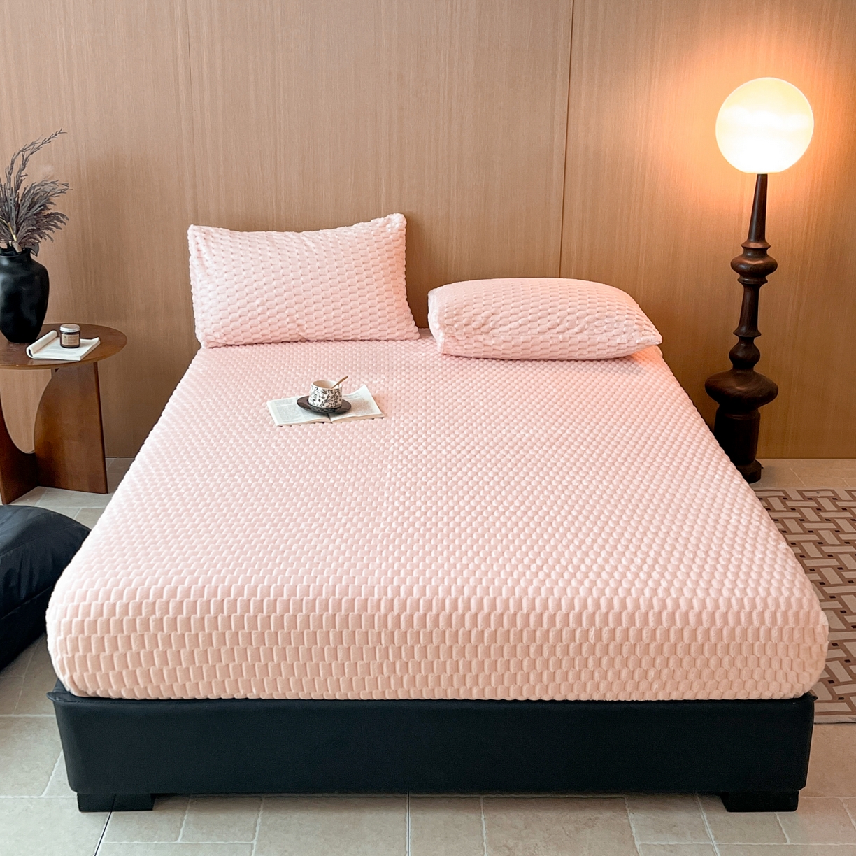 91家纺网 家纺一手货源 找家纺 （总）小叮当家纺仓储工厂店 2025新款豆豆绒纯色单床笠系列床笠单件（跨境可供）