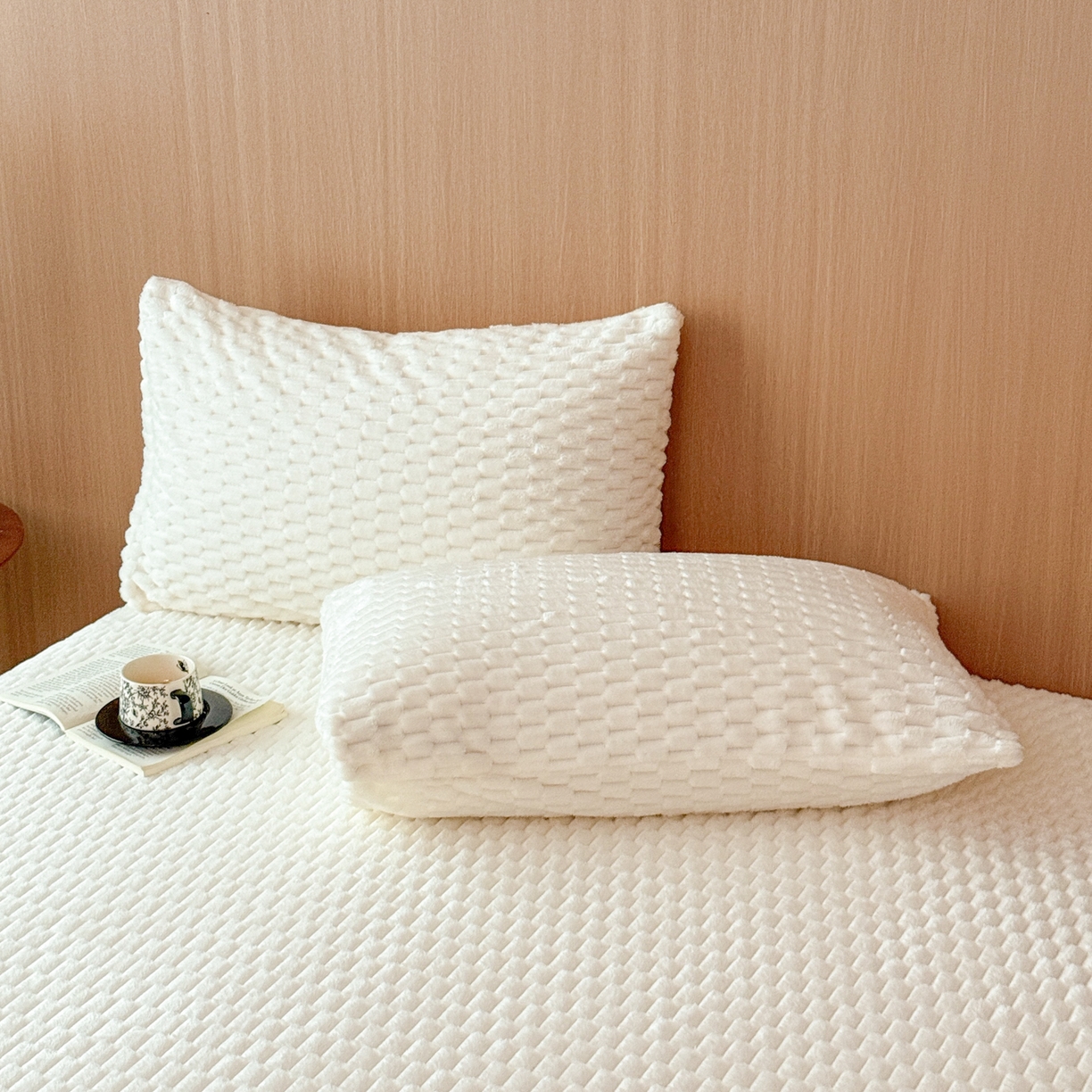 91家纺网 家纺一手货源 找家纺 小叮当家纺仓储工厂店 2025新款豆豆绒纯色单床笠系列床笠单件（跨境可供） 豆豆绒-床笠米白