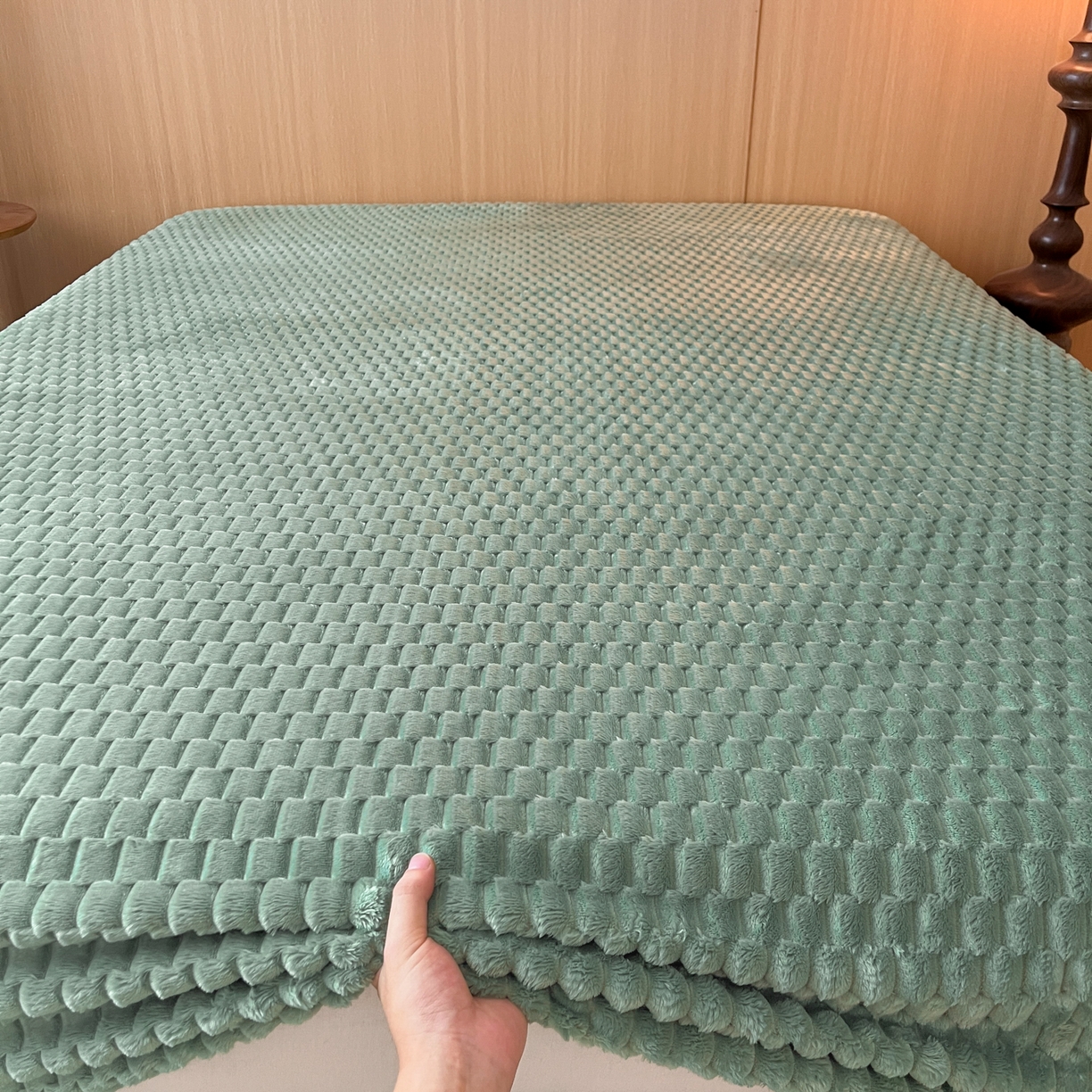 91家纺网 家纺一手货源 找家纺 小叮当家纺仓储工厂店 2025新款豆豆绒纯色单床笠系列床笠单件（跨境可供） 豆豆绒-床笠果绿