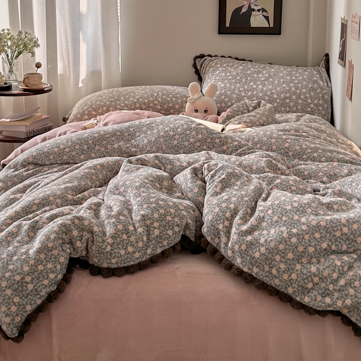 91家纺网 家纺一手货源 找家纺 艾咪-Amy ntmy 2025新款毛球款法式少女风牛奶绒四件套 丽夏