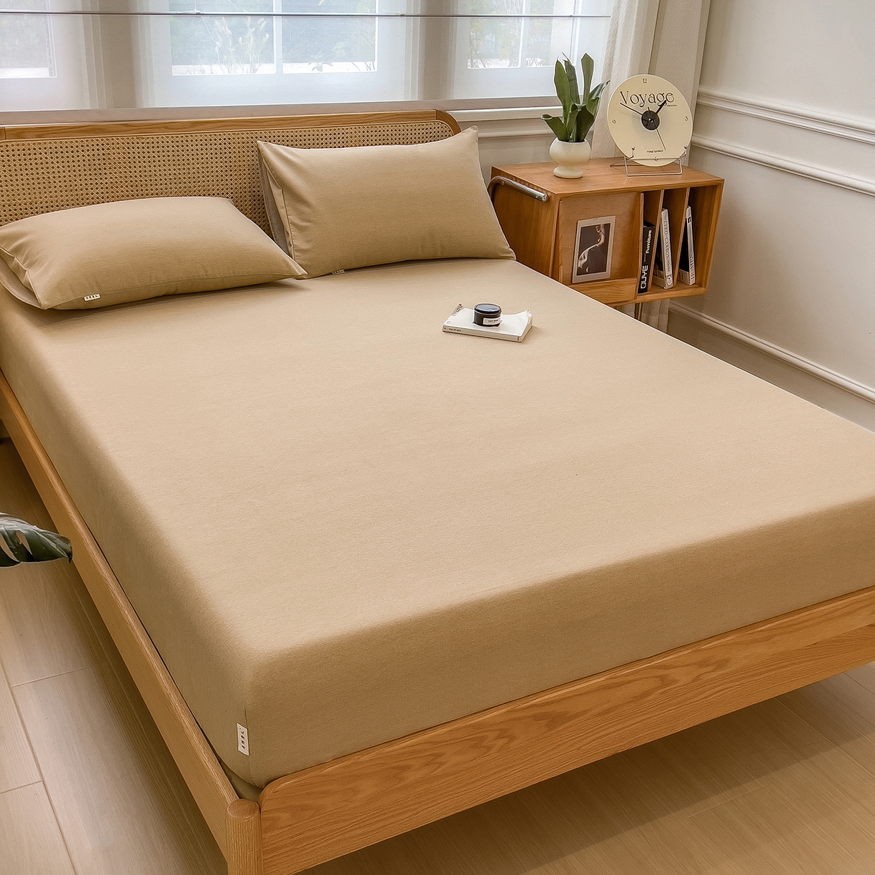 91家纺网 家纺一手货源 找家纺 芃成家纺 2025新款原棉生态磨毛单床笠 香槟金