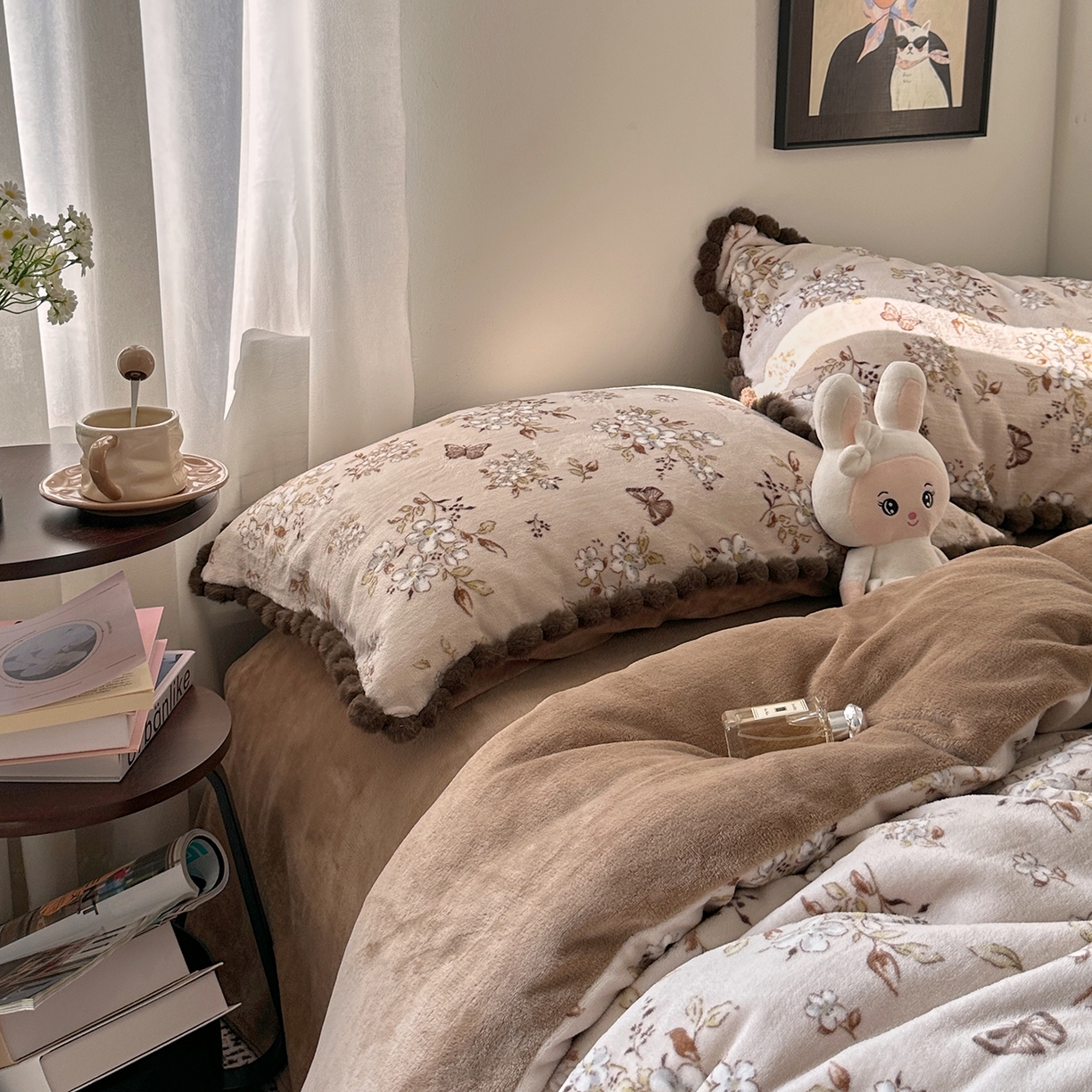 91家纺网 家纺一手货源 找家纺 艾咪-Amy ntmy 2025新款毛球款法式少女风牛奶绒四件套 北茉