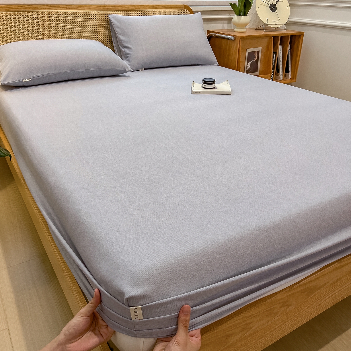 91家纺网 家纺一手货源 找家纺 芃成家纺 2025新款原棉生态磨毛单床笠 浅灰