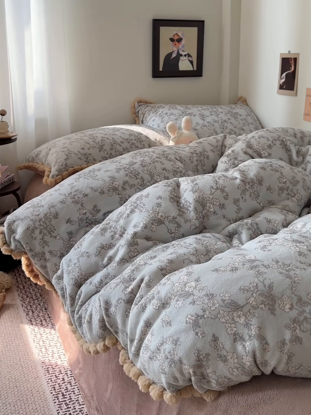 91家纺网 家纺一手货源 找家纺 艾咪-Amy ntmy 2025新款毛球款法式少女风牛奶绒四件套 梦花影