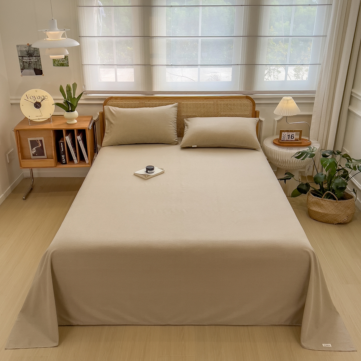 91家纺网 家纺一手货源 找家纺 芃成家纺 2025新款原棉生态磨毛单床单 奶茶咖