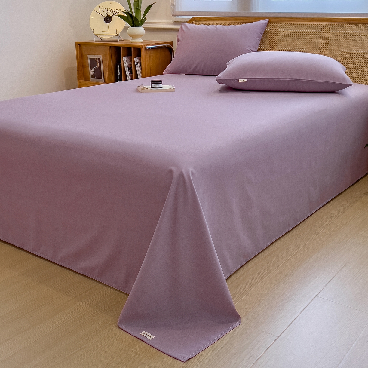 91家纺网 家纺一手货源 找家纺 芃成家纺 2025新款原棉生态磨毛单床单 香芋紫