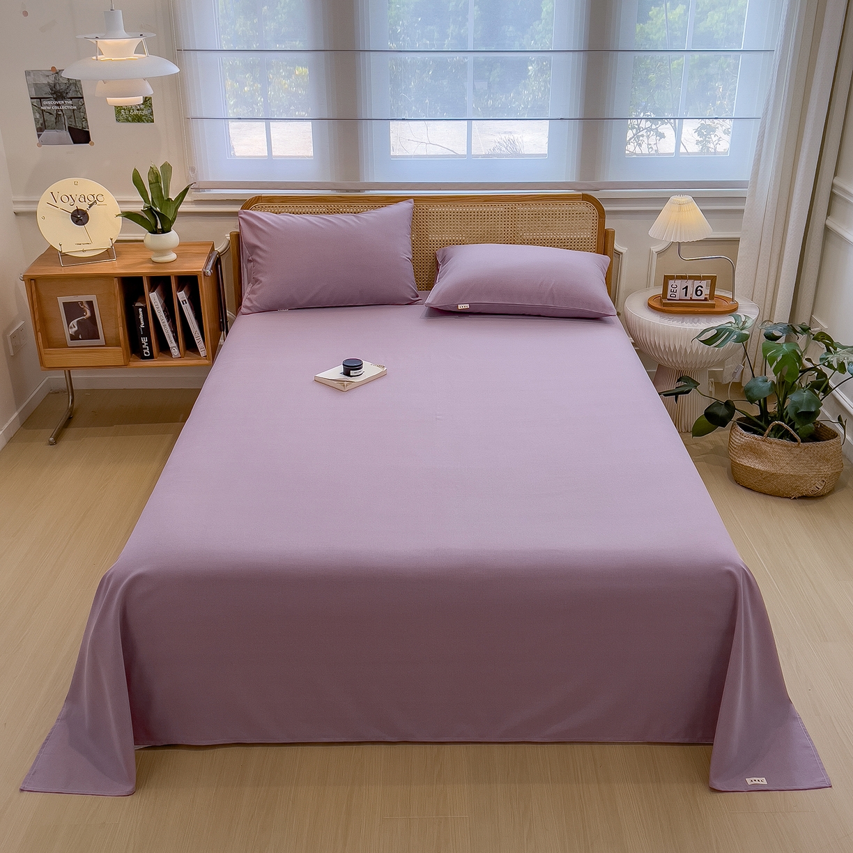 91家纺网 家纺一手货源 找家纺 芃成家纺 2025新款原棉生态磨毛单床单 香芋紫