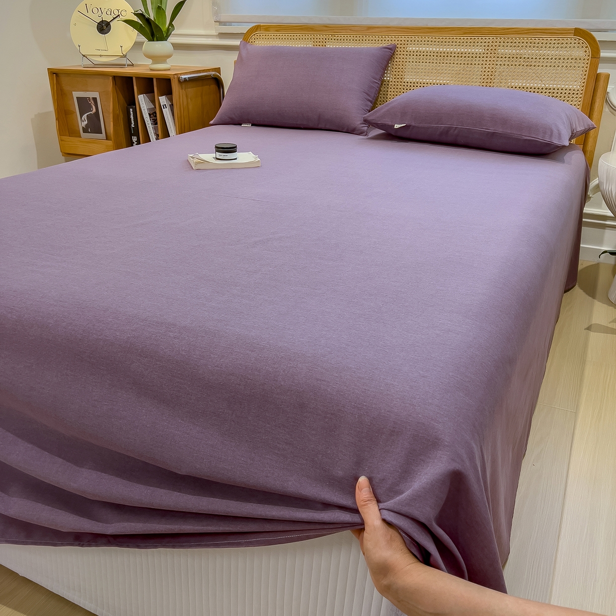 91家纺网 家纺一手货源 找家纺 芃成家纺 2025新款原棉生态磨毛单床单 罗兰紫