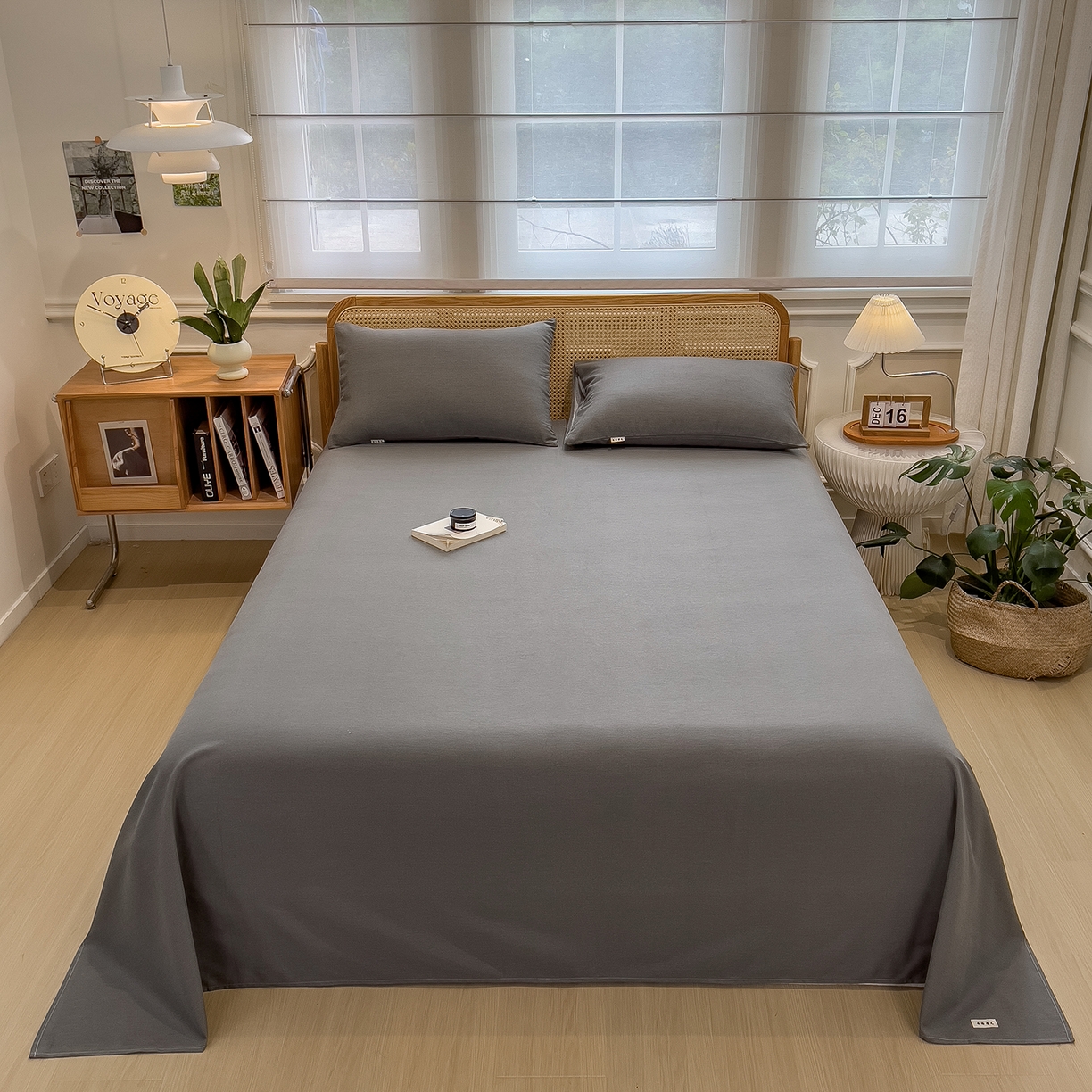 91家纺网 家纺一手货源 找家纺 芃成家纺 2025新款原棉生态磨毛单床单 高级灰